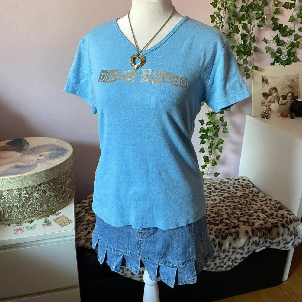 Y2K DKNY Blue Tee - Picture 1 of 8
